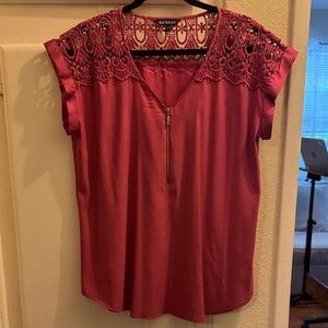 Express Women's Fuchsia Lace Accent Blouse